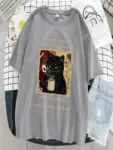 Cats-Drinking-Coffee-Printing-Women-T-Shirt-Fashion-Casual-Tshirt-Street-Loose-Short-Sleeve-Breathable-Soft