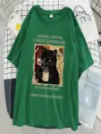 Cats-Drinking-Coffee-Printing-Women-T-Shirt-Fashion-Casual-Tshirt-Street-Loose-Short-Sleeve-Breathable-Soft