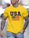 Men-s-Summer-Loose-Fit-100-Cotton-USA-Pattern-Printed-Round-Neck-Short-Sleeve-T-shirt