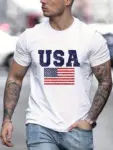 Men-s-Summer-Loose-Fit-100-Cotton-USA-Pattern-Printed-Round-Neck-Short-Sleeve-T-shirt