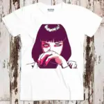 Mia-Wallace-Pulp-Fiction-Art-Tarantino-Print-Tops-Casual-Ladies-Basic-O-collar-Short-Sleeved-Women