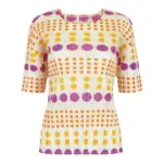 Pleated-polka-dot-round-neck-short-sleeved-top-2024-summer-new-Korean-style-sweet-printed-slim