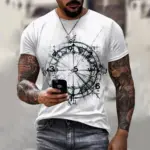 Vintage-Men-s-T-shirt-Summer-Short-Sleeve-O-neck-3D-Anchors-Print-Top-Tee-Shirt